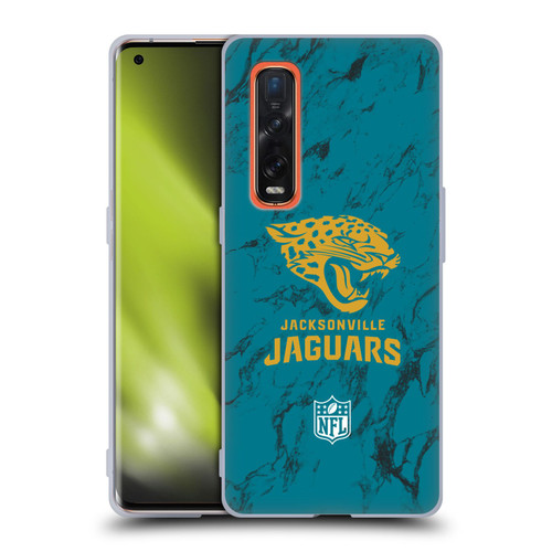 NFL Jacksonville Jaguars Graphics Coloured Marble Soft Gel Case for OPPO Find X2 Pro 5G