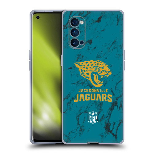 NFL Jacksonville Jaguars Graphics Coloured Marble Soft Gel Case for OPPO Reno 4 Pro 5G