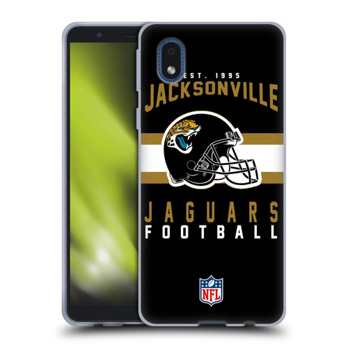 NFL Jacksonville Jaguars Graphics Helmet Typography Soft Gel Case for Samsung Galaxy A01 Core (2020)