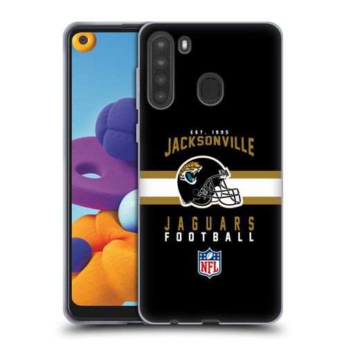 NFL Jacksonville Jaguars Graphics Helmet Typography Soft Gel Case for Samsung Galaxy A21 (2020)