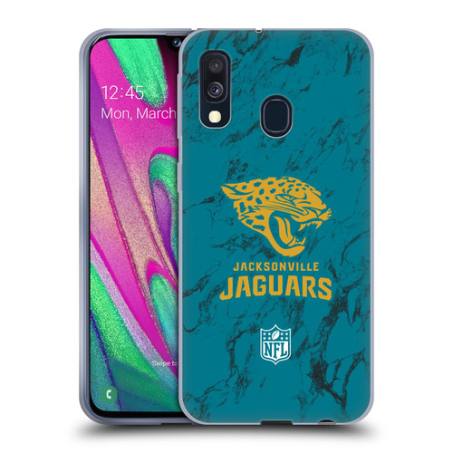 NFL Jacksonville Jaguars Graphics Coloured Marble Soft Gel Case for Samsung Galaxy A40 (2019)