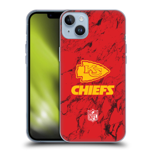 NFL Kansas City Chiefs Graphics Coloured Marble Soft Gel Case for Apple iPhone 14 Plus