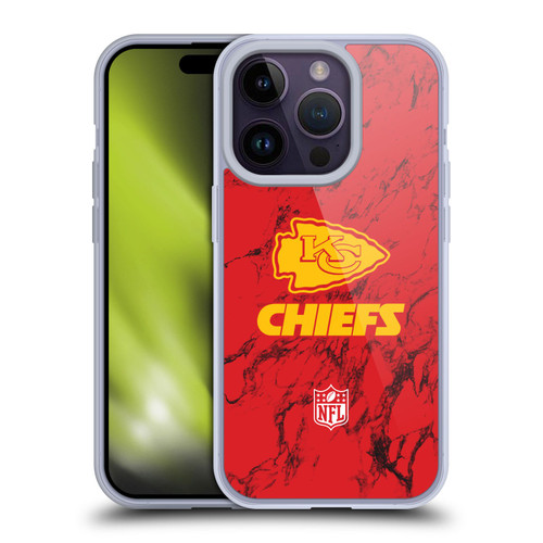 NFL Kansas City Chiefs Graphics Coloured Marble Soft Gel Case for Apple iPhone 14 Pro