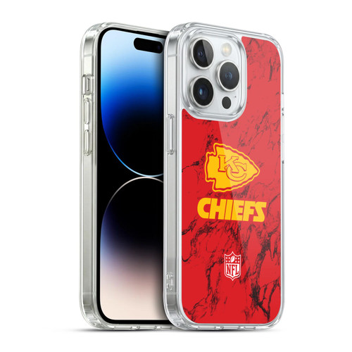 NFL Kansas City Chiefs Graphics Coloured Marble Soft Gel Case for Apple iPhone 14 Pro