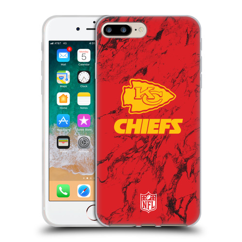 NFL Kansas City Chiefs Graphics Coloured Marble Soft Gel Case for Apple iPhone 7 Plus / iPhone 8 Plus