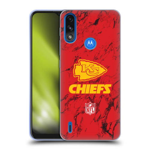 NFL Kansas City Chiefs Graphics Coloured Marble Soft Gel Case for Motorola Moto E7 Power / Moto E7i Power