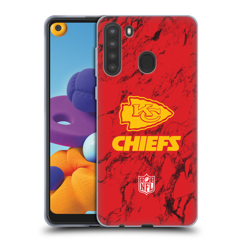 NFL Kansas City Chiefs Graphics Coloured Marble Soft Gel Case for Samsung Galaxy A21 (2020)