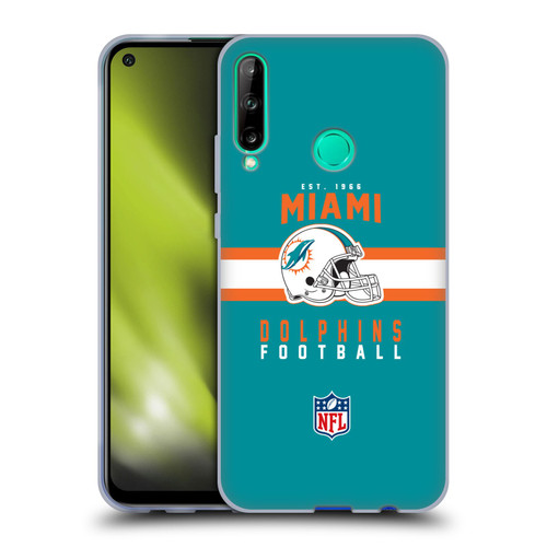 NFL Miami Dolphins Graphics Helmet Typography Soft Gel Case for Huawei P40 lite E