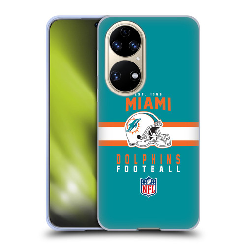 NFL Miami Dolphins Graphics Helmet Typography Soft Gel Case for Huawei P50