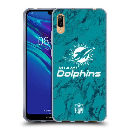 NFL Miami Dolphins Graphics Coloured Marble Soft Gel Case for Huawei Y6 Pro (2019)