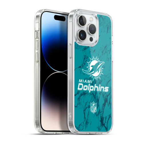 NFL Miami Dolphins Graphics Coloured Marble Soft Gel Case for Apple iPhone 13 Pro Max & MagSafe
