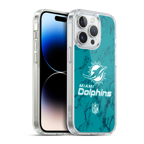 NFL Miami Dolphins Graphics Coloured Marble Soft Gel Case for Apple iPhone 13 Pro & MagSafe