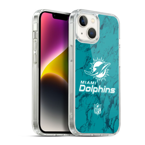NFL Miami Dolphins Graphics Coloured Marble Soft Gel Case for Apple iPhone 14