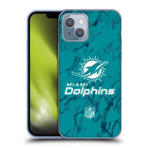 NFL Miami Dolphins Graphics Coloured Marble Soft Gel Case for Apple iPhone 14