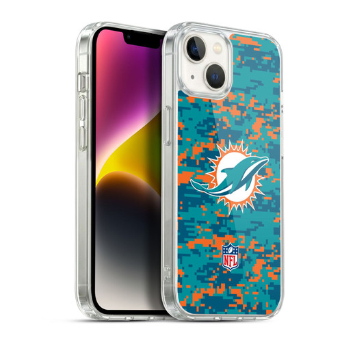 NFL Miami Dolphins Graphics Digital Camouflage Soft Gel Case for Apple iPhone 14 Plus & MagSafe