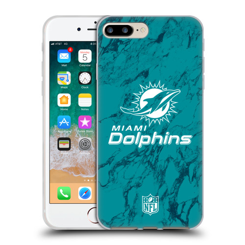 NFL Miami Dolphins Graphics Coloured Marble Soft Gel Case for Apple iPhone 7 Plus / iPhone 8 Plus
