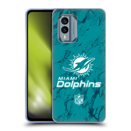 NFL Miami Dolphins Graphics Coloured Marble Soft Gel Case for Nokia X30