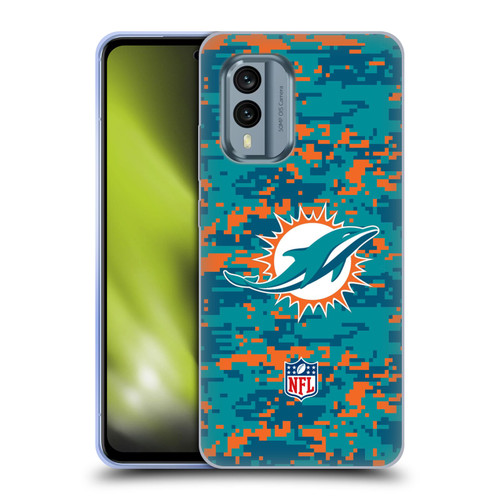 NFL Miami Dolphins Graphics Digital Camouflage Soft Gel Case for Nokia X30