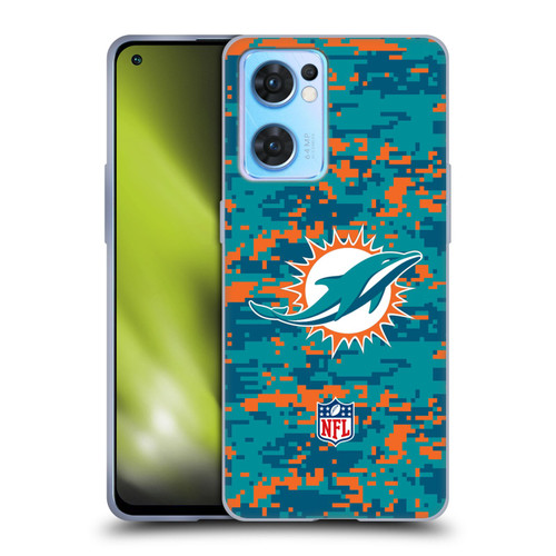NFL Miami Dolphins Graphics Digital Camouflage Soft Gel Case for OPPO Reno7 5G / Find X5 Lite