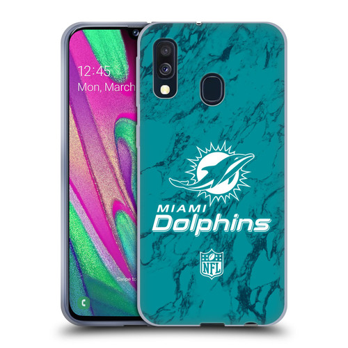 NFL Miami Dolphins Graphics Coloured Marble Soft Gel Case for Samsung Galaxy A40 (2019)