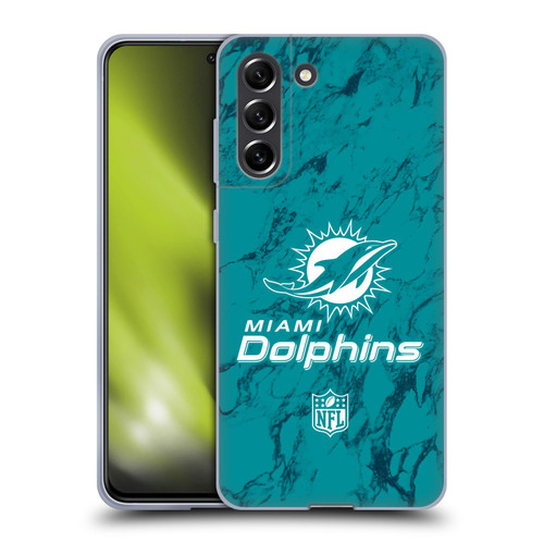 NFL Miami Dolphins Graphics Coloured Marble Soft Gel Case for Samsung Galaxy S21 FE 5G