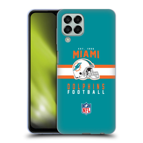NFL Miami Dolphins Graphics Helmet Typography Soft Gel Case for Samsung Galaxy M33 (2022)
