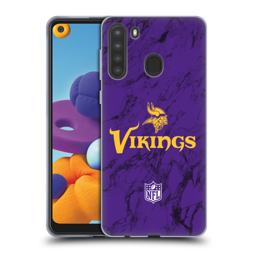 NFL Minnesota Vikings Graphics Coloured Marble Soft Gel Case for Samsung Galaxy A21 (2020)