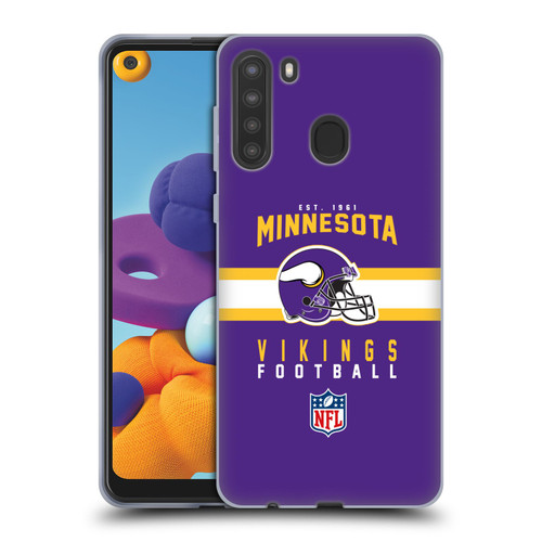 NFL Minnesota Vikings Graphics Helmet Typography Soft Gel Case for Samsung Galaxy A21 (2020)