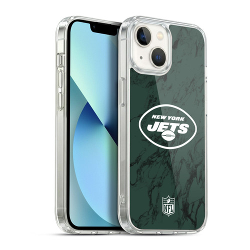 NFL New York Jets Graphics Coloured Marble Soft Gel Case for Apple iPhone 13