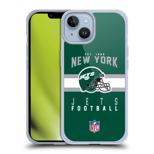 NFL New York Jets Graphics Helmet Typography Soft Gel Case for Apple iPhone 14