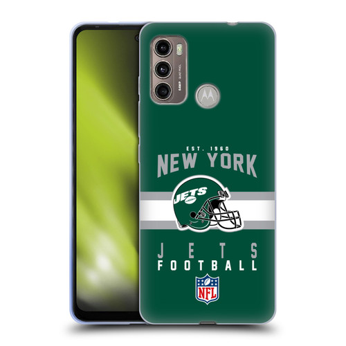 NFL New York Jets Graphics Helmet Typography Soft Gel Case for Motorola Moto G60 / Moto G40 Fusion
