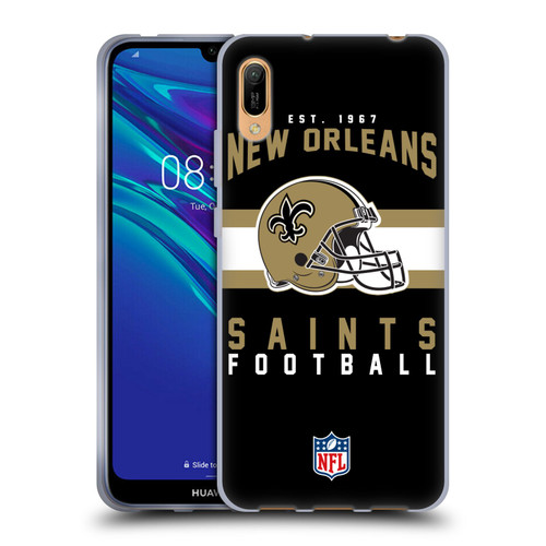 NFL New Orleans Saints Graphics Helmet Typography Soft Gel Case for Huawei Y6 Pro (2019)