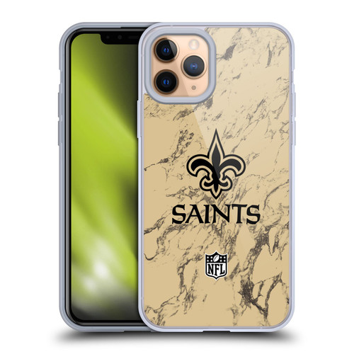 NFL New Orleans Saints Graphics Coloured Marble Soft Gel Case for Apple iPhone 11 Pro