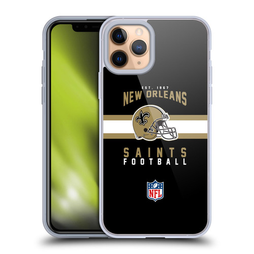 NFL New Orleans Saints Graphics Helmet Typography Soft Gel Case for Apple iPhone 11 Pro