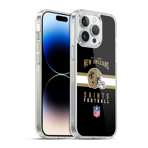 NFL New Orleans Saints Graphics Helmet Typography Soft Gel Case for Apple iPhone 14 Pro Max & MagSafe