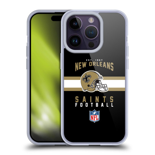 NFL New Orleans Saints Graphics Helmet Typography Soft Gel Case for Apple iPhone 14 Pro