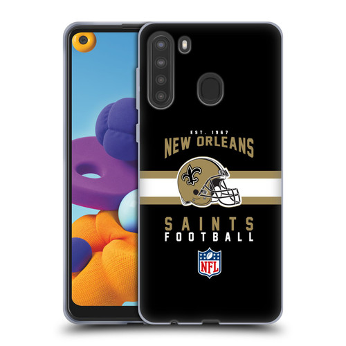 NFL New Orleans Saints Graphics Helmet Typography Soft Gel Case for Samsung Galaxy A21 (2020)
