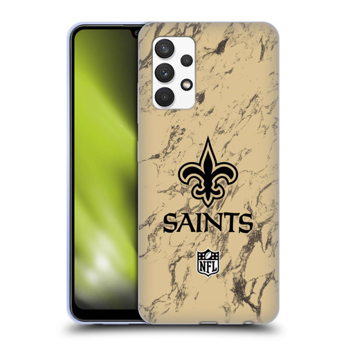 NFL New Orleans Saints Graphics Coloured Marble Soft Gel Case for Samsung Galaxy A32 (2021)