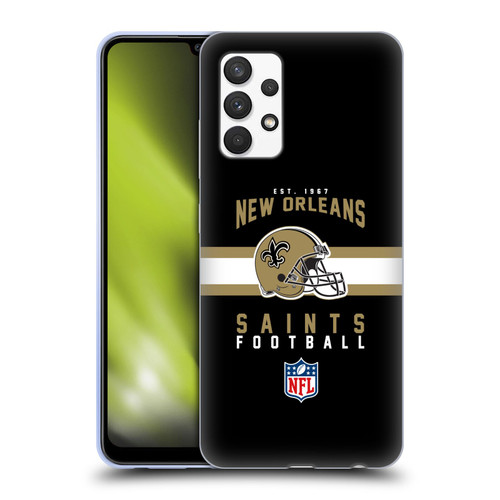 NFL New Orleans Saints Graphics Helmet Typography Soft Gel Case for Samsung Galaxy A32 (2021)