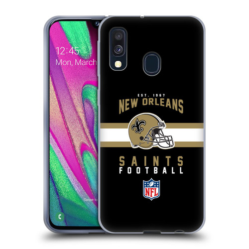 NFL New Orleans Saints Graphics Helmet Typography Soft Gel Case for Samsung Galaxy A40 (2019)