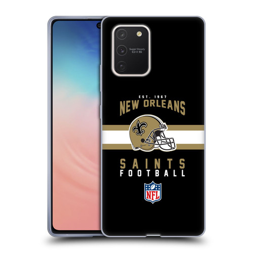 NFL New Orleans Saints Graphics Helmet Typography Soft Gel Case for Samsung Galaxy S10 Lite