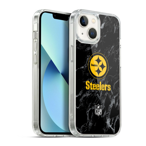 NFL Pittsburgh Steelers Graphics Coloured Marble Soft Gel Case for Apple iPhone 13