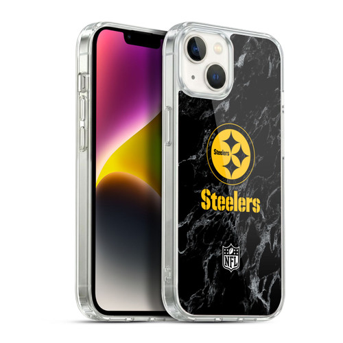 NFL Pittsburgh Steelers Graphics Coloured Marble Soft Gel Case for Apple iPhone 14 Plus