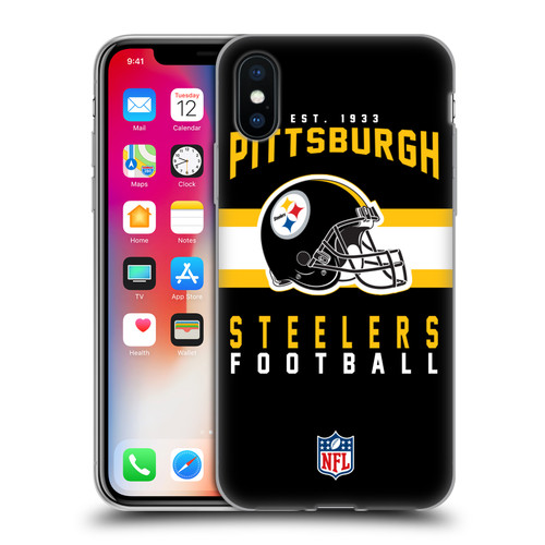 NFL Pittsburgh Steelers Graphics Helmet Typography Soft Gel Case for Apple iPhone X / iPhone XS