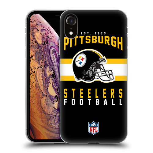 NFL Pittsburgh Steelers Graphics Helmet Typography Soft Gel Case for Apple iPhone XR