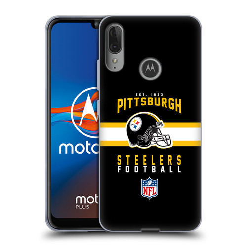 NFL Pittsburgh Steelers Graphics Helmet Typography Soft Gel Case for Motorola Moto E6 Plus