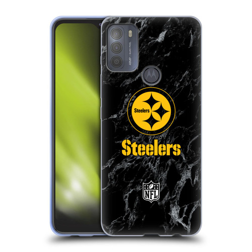 NFL Pittsburgh Steelers Graphics Coloured Marble Soft Gel Case for Motorola Moto G50