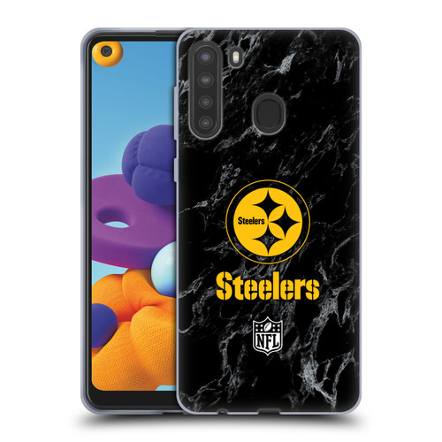 NFL Pittsburgh Steelers Graphics Coloured Marble Soft Gel Case for Samsung Galaxy A21 (2020)