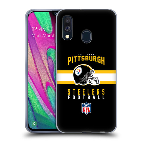 NFL Pittsburgh Steelers Graphics Helmet Typography Soft Gel Case for Samsung Galaxy A40 (2019)