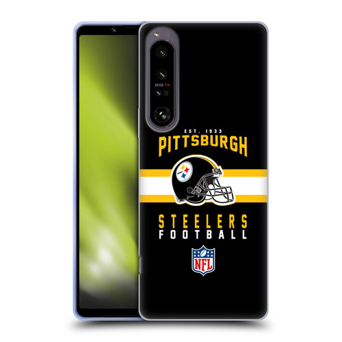 NFL Pittsburgh Steelers Graphics Helmet Typography Soft Gel Case for Sony Xperia 1 IV